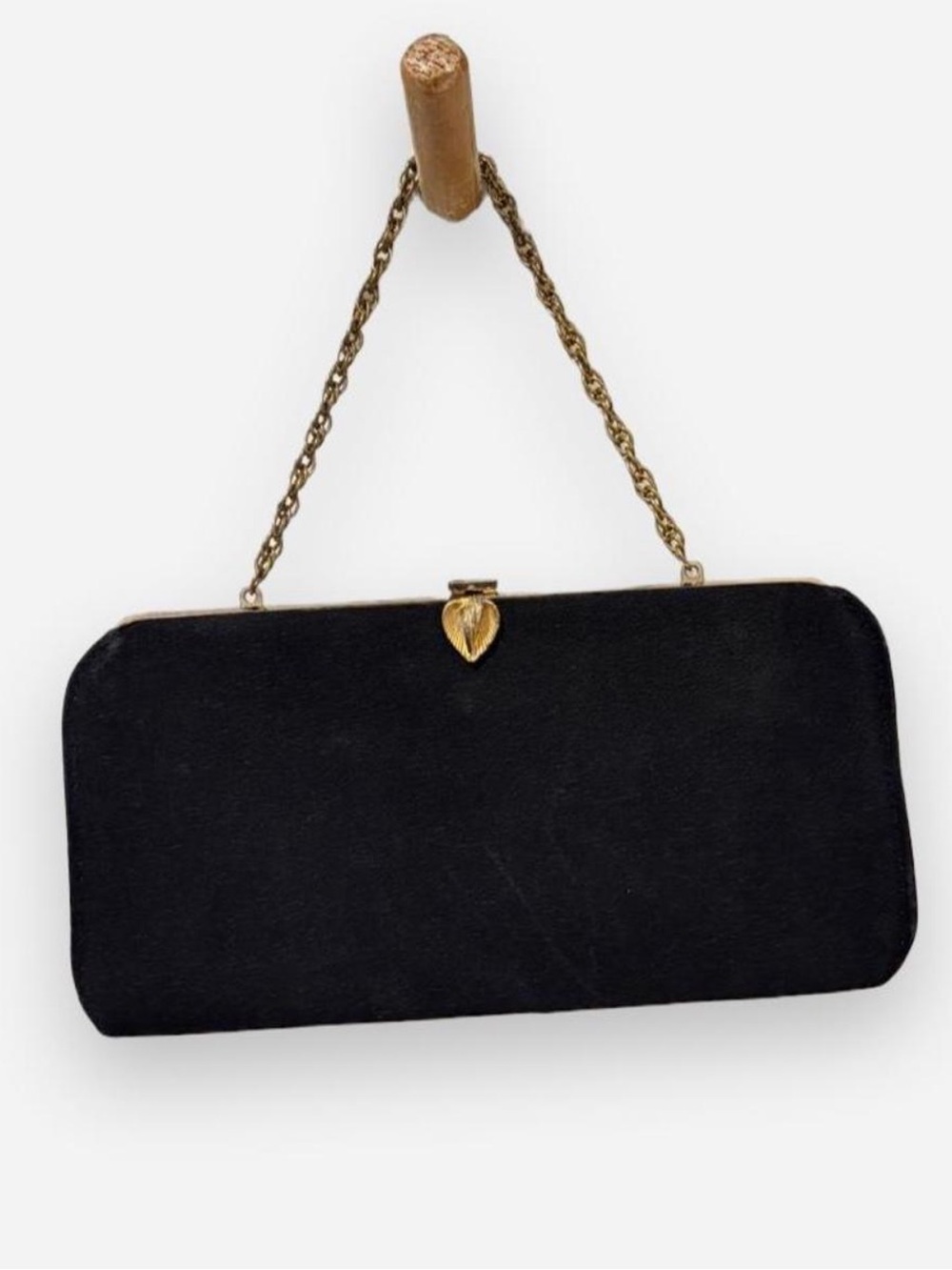 Vintage Black Evening Clutch with Gold Chain